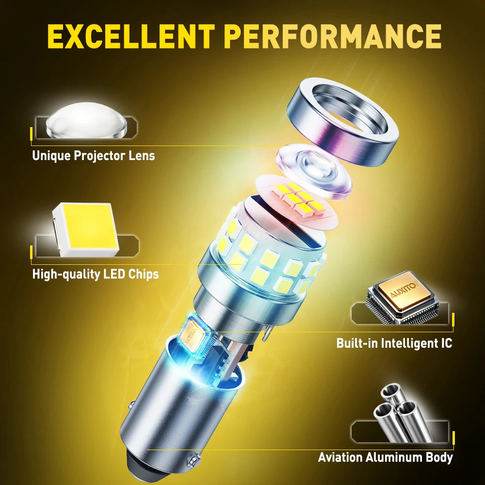 2Pcs AUXITO T4W LED Lamp BA9S LED Bulb 12V Canbus Error Free