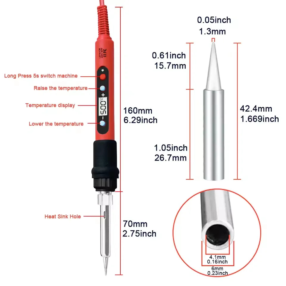 80W Soldering iron kit adjustable temperature LCD solder wel