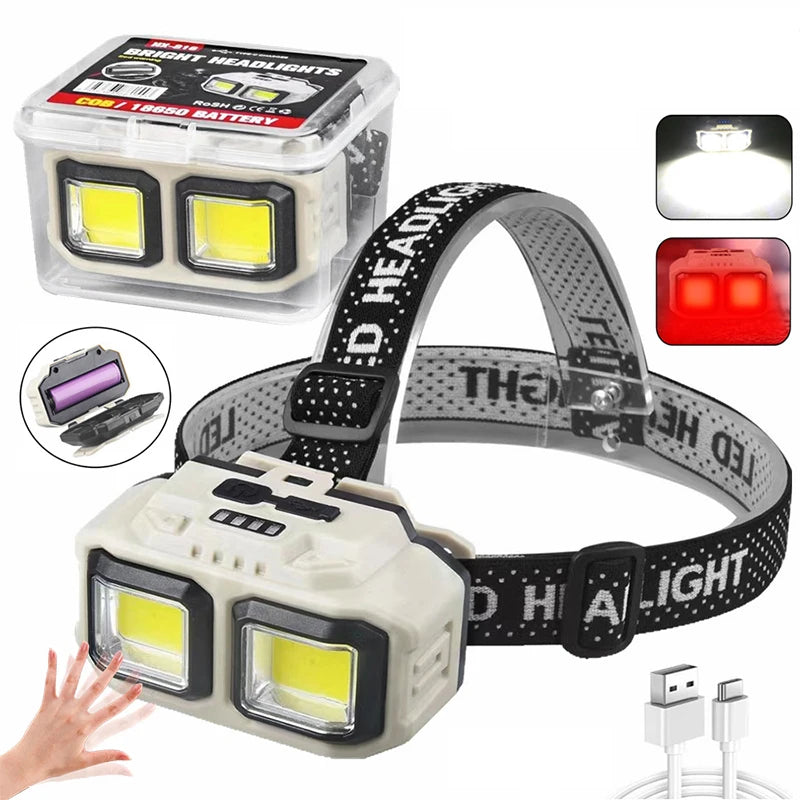 Powerful LED Induction Headlamp Type-C Charge 4 Lighting Mod