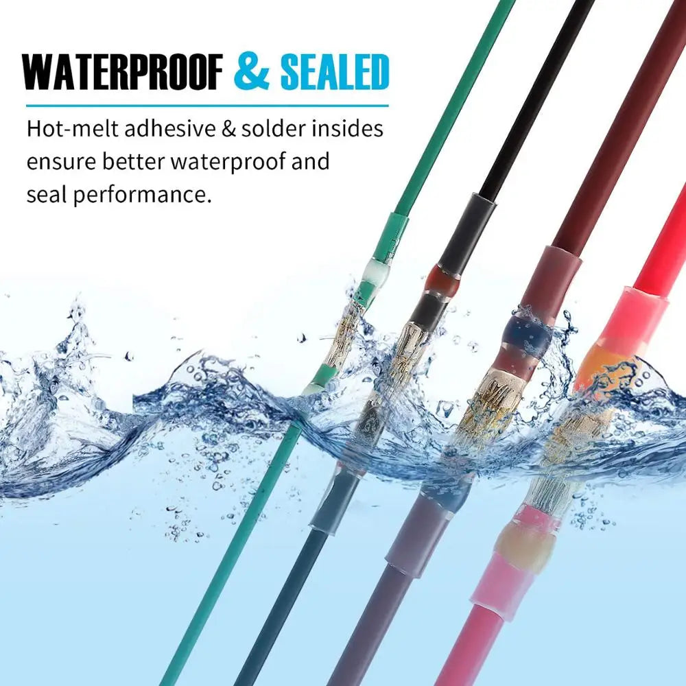 100pcs Waterproof Solder Seal Heat Shrink Butt Wire Connecto