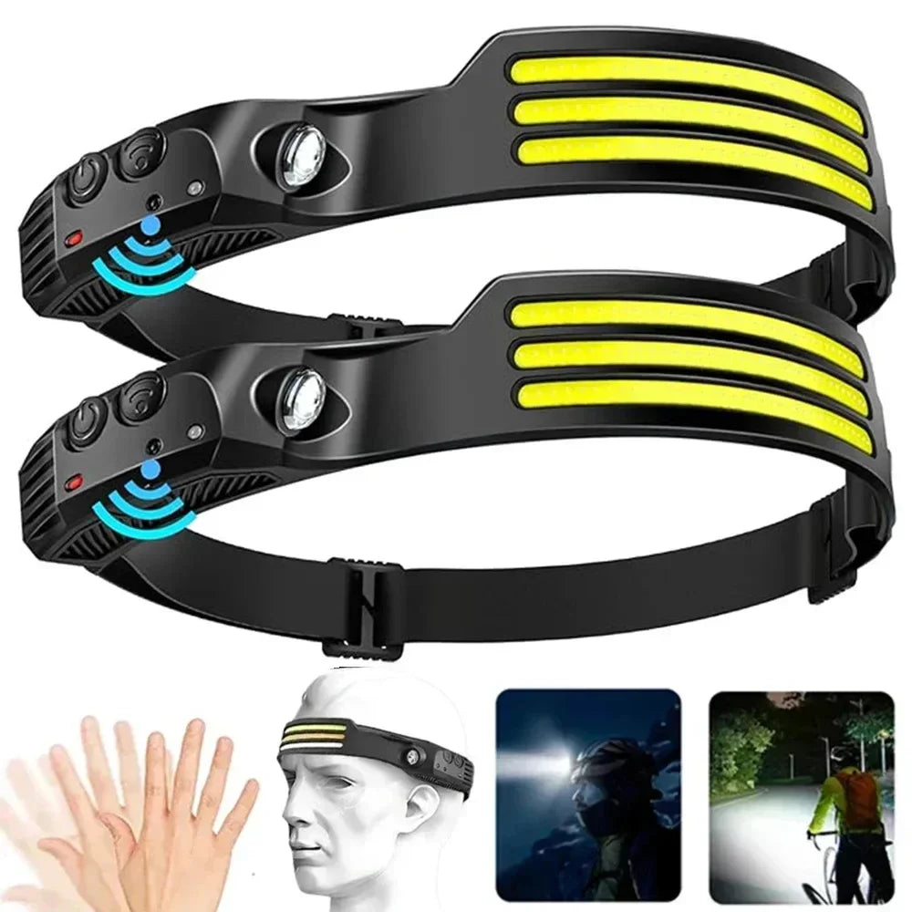 LED Sensor Headlamp Built-in 1200mAh Battery USB Rechargeabl