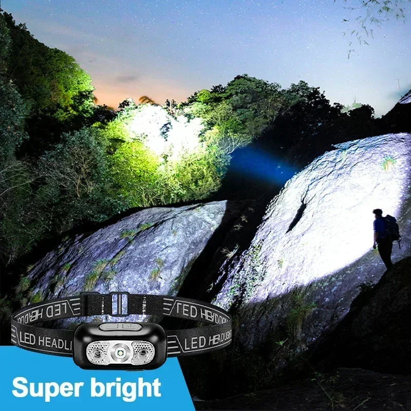 Strong Light Headlamp Portable LED Sensor Headlamp USB Recha
