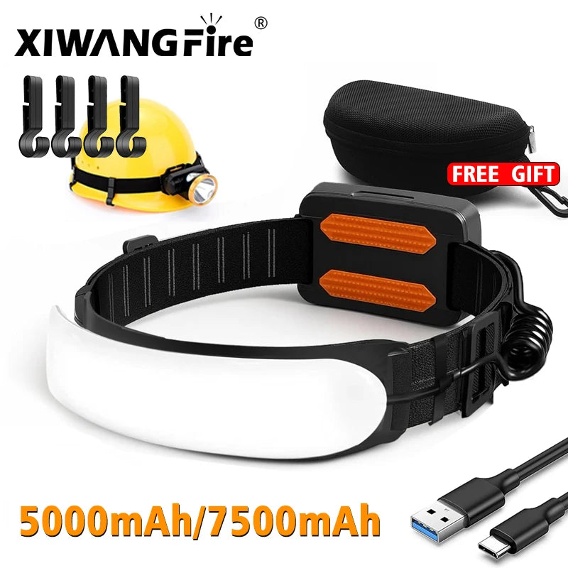 230 Wide COB LED Headlamp USB Rechargeable 5000/7500mAh Head