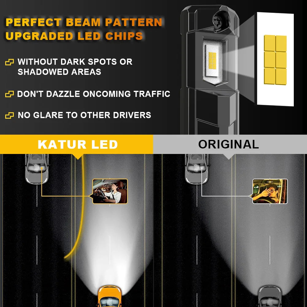 Katur 40000Lm 55W H4 H7 Led Light Bulb Lamp For Cars Hi/Lo B