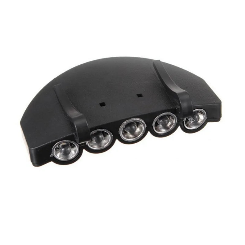 Portable 5 LED Clip Hat Light Headlamp Night Running Head Fl