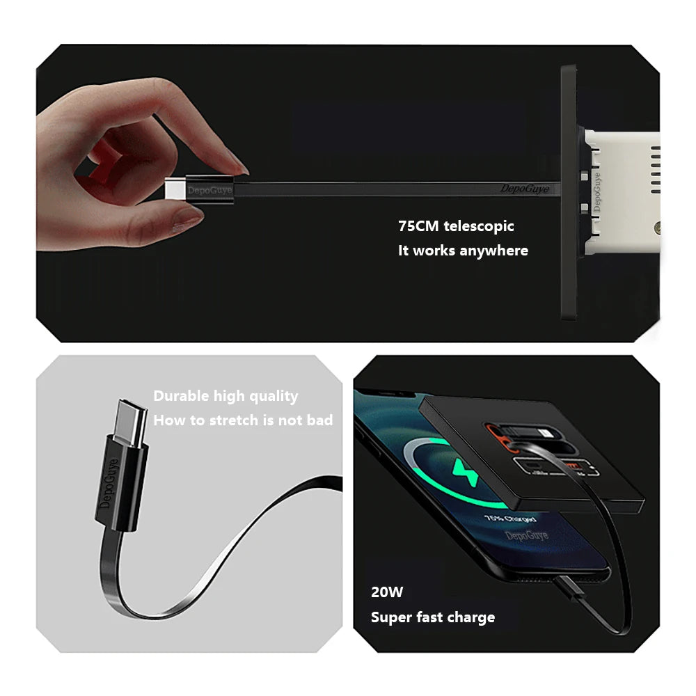 EU Universal 20W USB C Smart Socket Panel With Dual Type-c F
