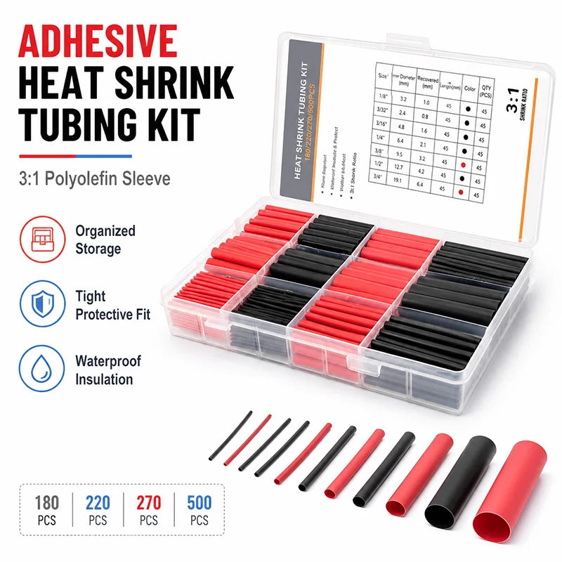 3 1 Waterproof Adhesive Heat Shrink Tube Kit 180 220 270 500