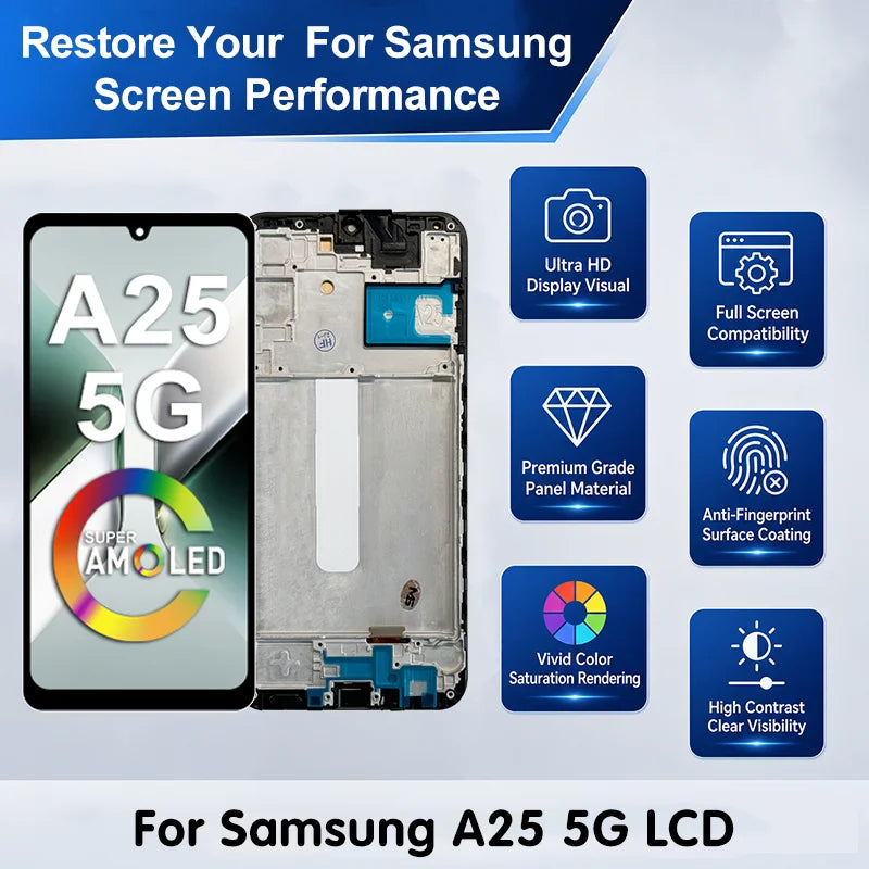 AMOLED For Samsung Galaxy A25 5G A256B LCD Touch Screen Digi