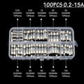 100Pcs Fast-blow Glass Tube Fuses 5 20 Household Fuses Car Glass Tube Fuses Assorted Kit 5X20 with Box Fusiveis 0.1A-30A