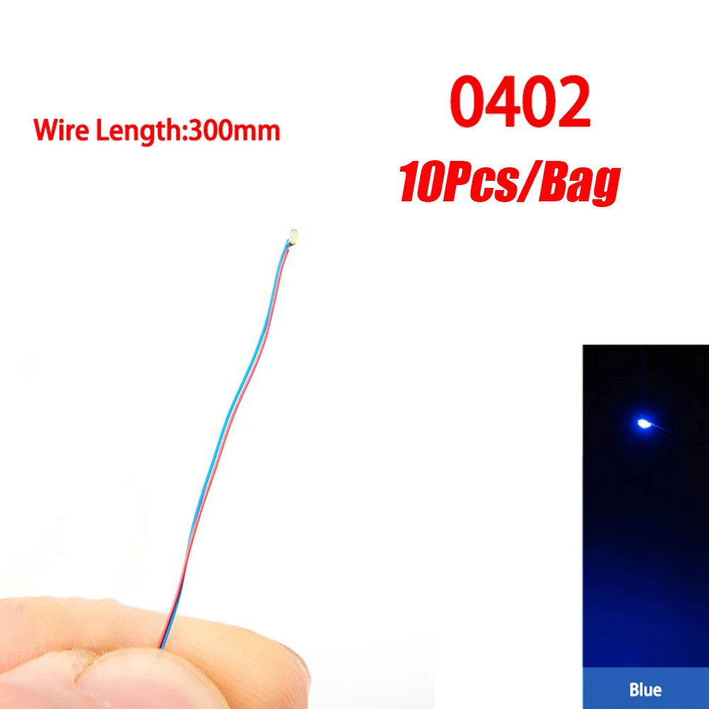 10pcs/Lot 0402 0603 SMD Lamp Wired Micro Led Pre-Soldered Lamp Wired Chip 3V 30cm Railway Model For Diy Model Scenes