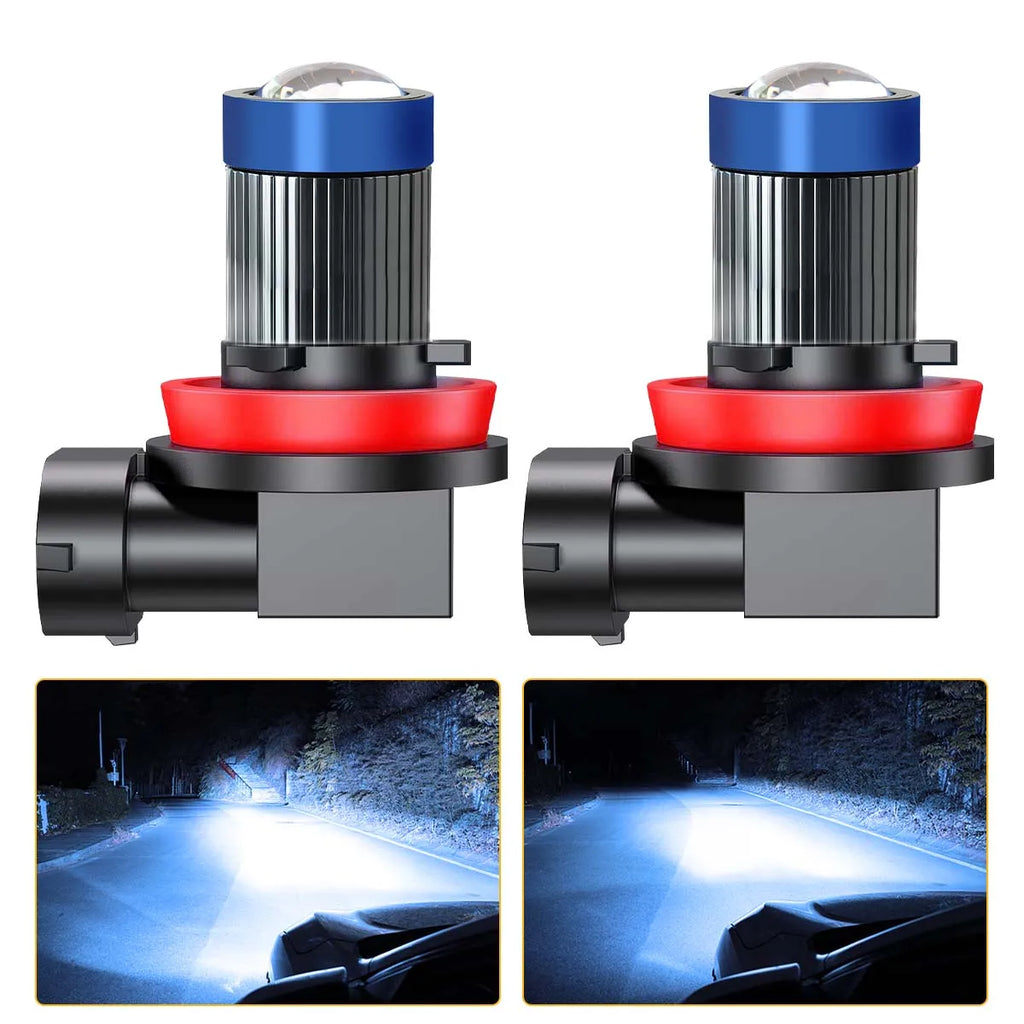 2Pcs New H11 LED H8 H9 Fog Light H7 Lens White Yellow Lemon 5202 9006 LED Car Headlight Bulbs Scooter Motorbike Lamp Accessories
