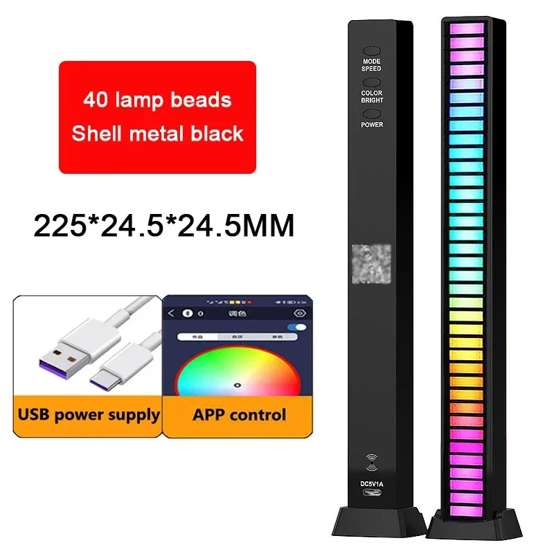 RGB LED Strip Light Music Sound Control Pickup Rhythm Ambient Lamp Atmosphere Night Lights For Bar Car Room TV Gaming Decoration