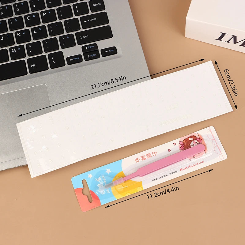 Korean German Transparent Tear Off Keyboard Stickers Universal Laptop Desktop Single Film Engraved Keycap Replacement Sticker