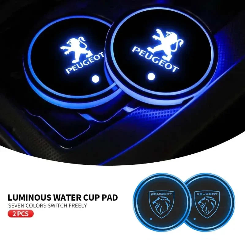 7 Colors LED Car Cup Holder Lights Anti Slip Waterproof Lumi