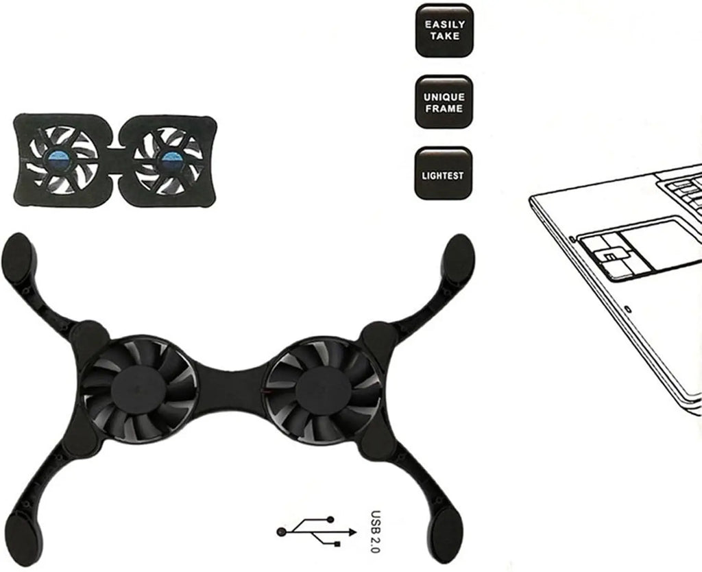 USB Mini Laptop Fan Stand Notebook Foldable Folding Fan Cool