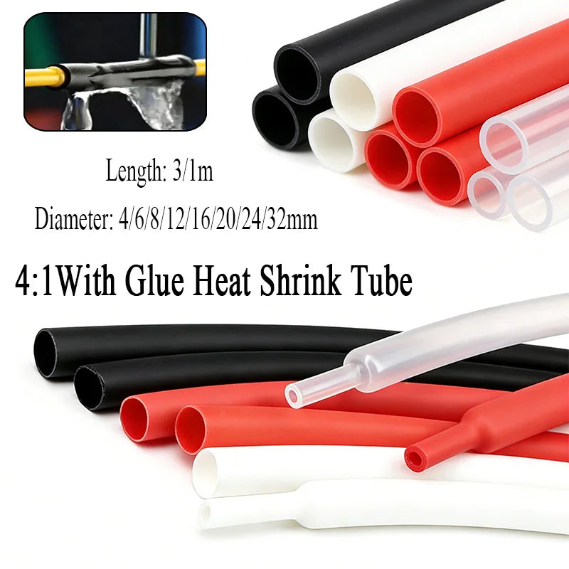 1Pcs With Glue Dual Wall 4/1 Heat Shrink Tube 4/6/8/12/16/20