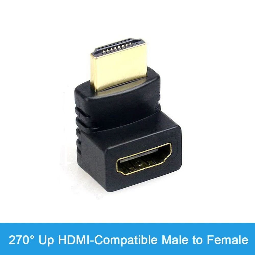 HDMI-Compatible Adapter 90 270 Degree Right Angle Male to Female Converter 4K HD Connector Mini / Micro HDMI-Compatible Extender