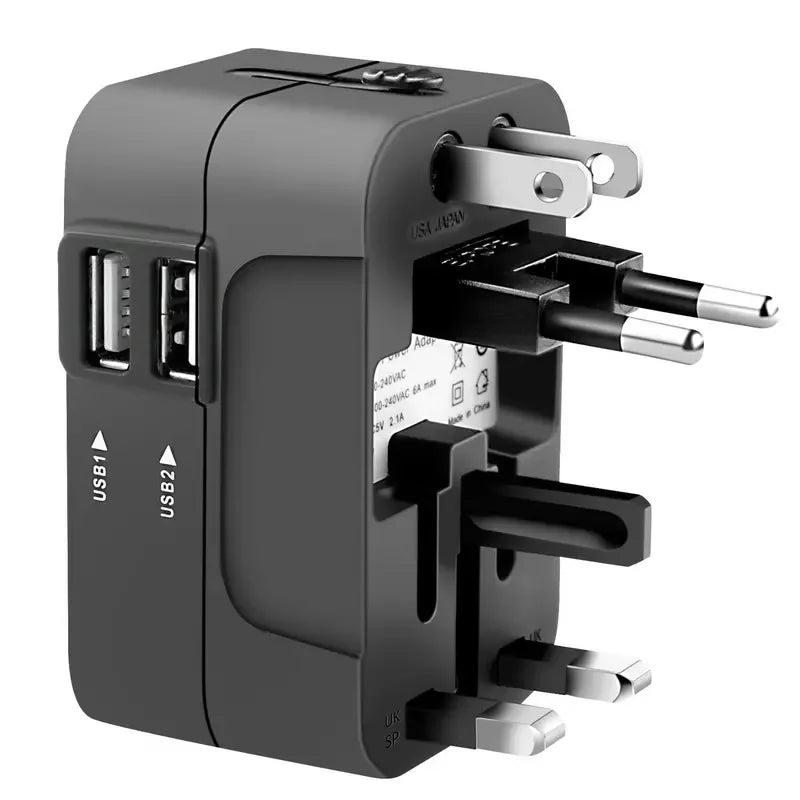 1pc Travel Adapter with 2 USB Charging Ports Dual USB Charge