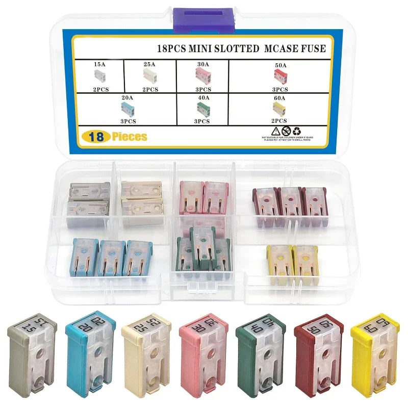 18pcs Car Fuses Assortment Kit Square Special Fuse Sleeve Ki