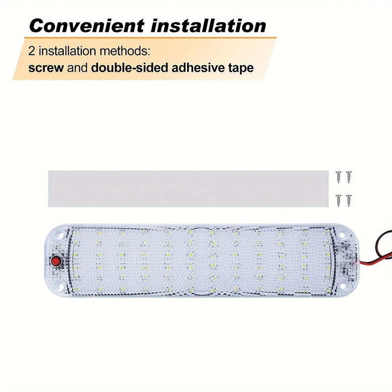 12V-80V 72LED Interior Light Bar Strip Light With Switch LED