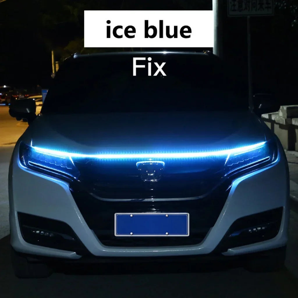 Dynamic Car LED Hood Light 12V Daytime Running Light Start-scan Engine Guide Light Waterproof Decorative Ambient Light Strip