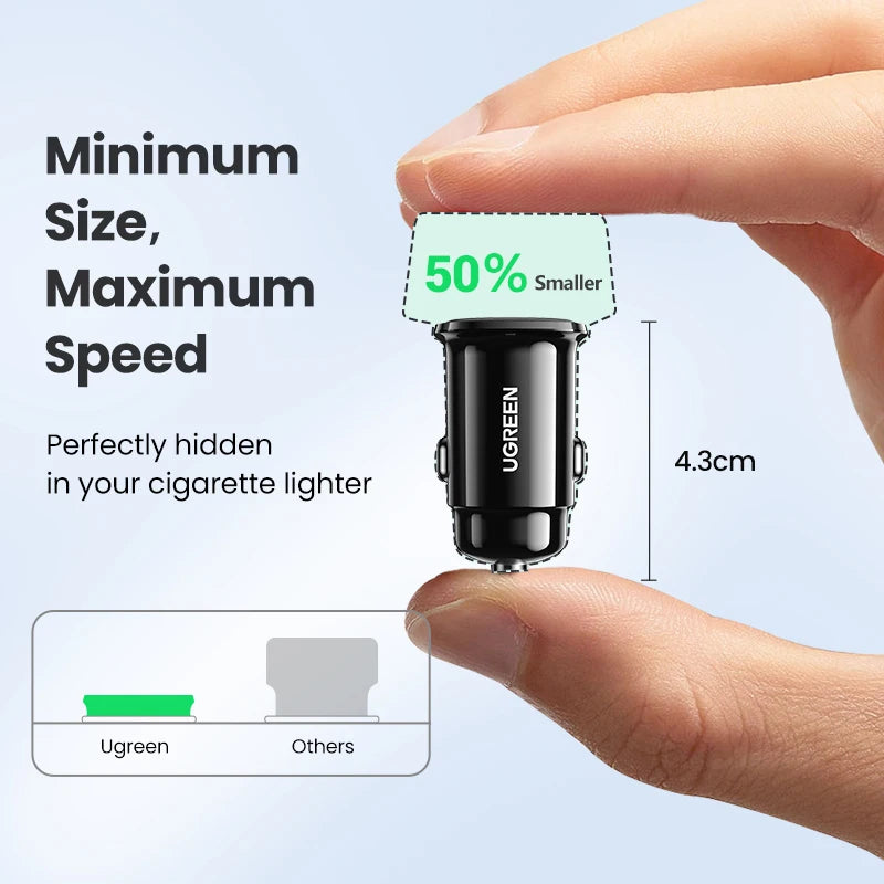 NEW-IN UGREEN USB Car Charger 30W Quick Charge 4.0 QC4.0 QC3