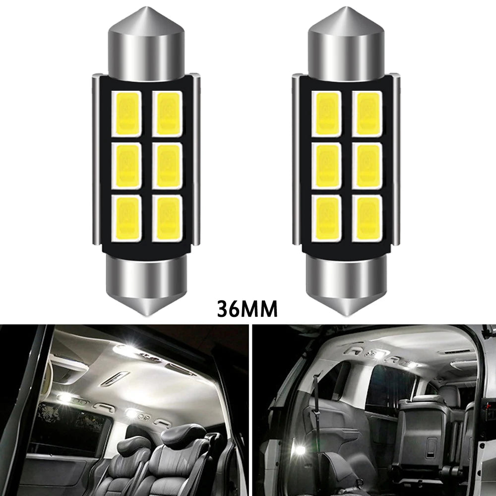 2pcs C5W C10W Led Bulb Festoon 31MM 36MM 39MM 41MM 42MM 6411 6418 Canbus Car Interior Dome Light Reading Light DC 12V Diode Lamp