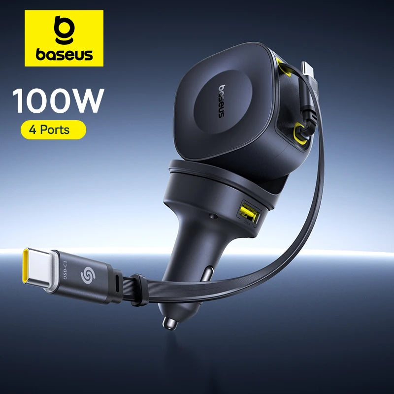 Baseus 100W Car Charger PD QC Fast Charging Dual Type-C Retr