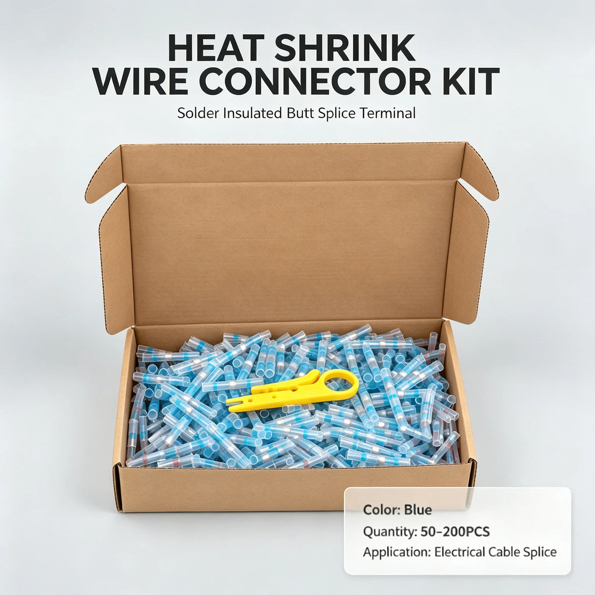 Solder Insulated Heat Shrink Butt Connector Waterproof Electrical Wire Terminals Box Kit 4 Color to Choose with Mini Wire Cutter