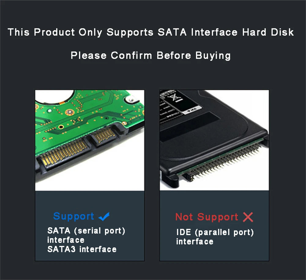 2.5inch USB 3.0 HDD Enclosure SATA SSD Hard Drive Case with 