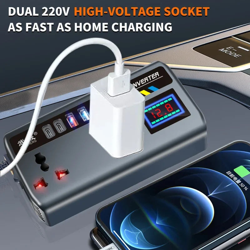 Portable Car Inverter 12V to 110V / 24V to 220V Outlet Adapt