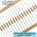 100PCS New 1/2W Carbon Film Resistor 5% 1R 1M 100R 220R 1K 1
