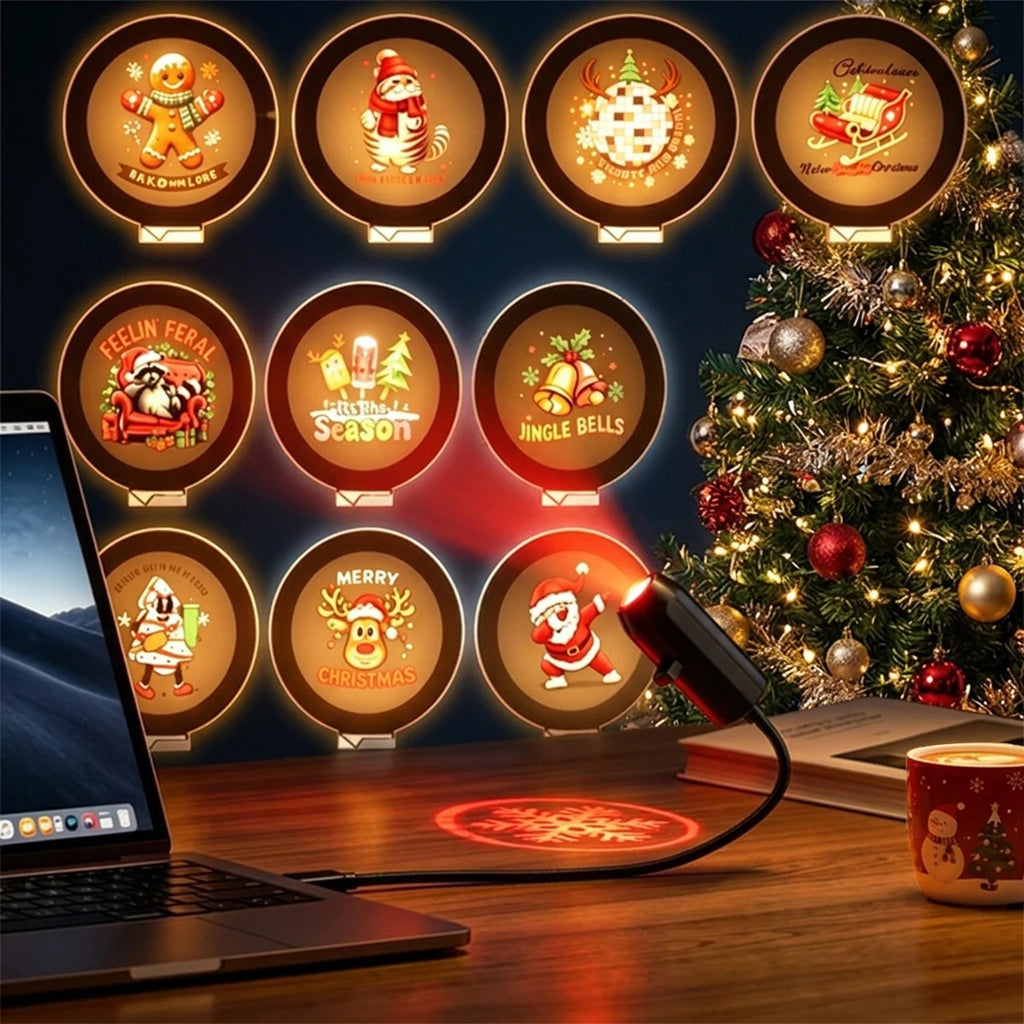 USB Christmas Projection Light Xmas Theme Slides Projection 