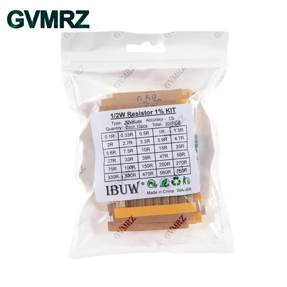 1/4W 1/2W 1W 2W 3W Resistance Set 1% Metal Film Resistor Assortment Kit 1K 820K 0.1R 750R 10K