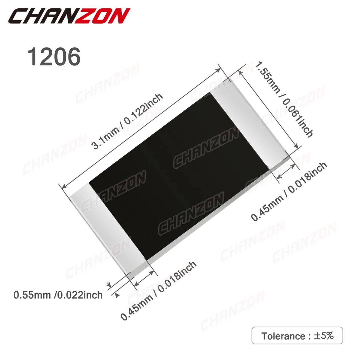 1200pcs SMD 1206 Resistors Kit 0 Ohm - 10M Ohm 1/4W Watt 1% 