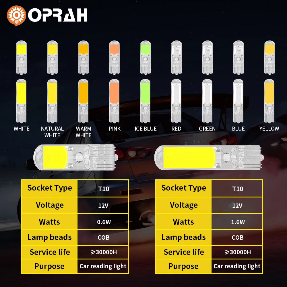 2Pcs Newest T10 Led Bulbs Canbus W5W Sapphire COB Drive-Free