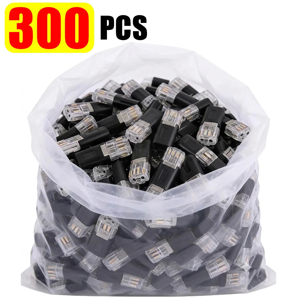 10/300pcs D2 Car Wire Connectors Quick Splice Crimp Terminal Double-Wire Plug-In Connector Electrical Wire Cable Connection Tool