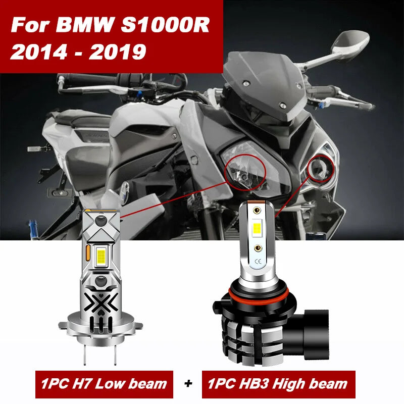 2Pcs LED Motorcycle Headlight Bulbs For BMW S1000R 2014 2015
