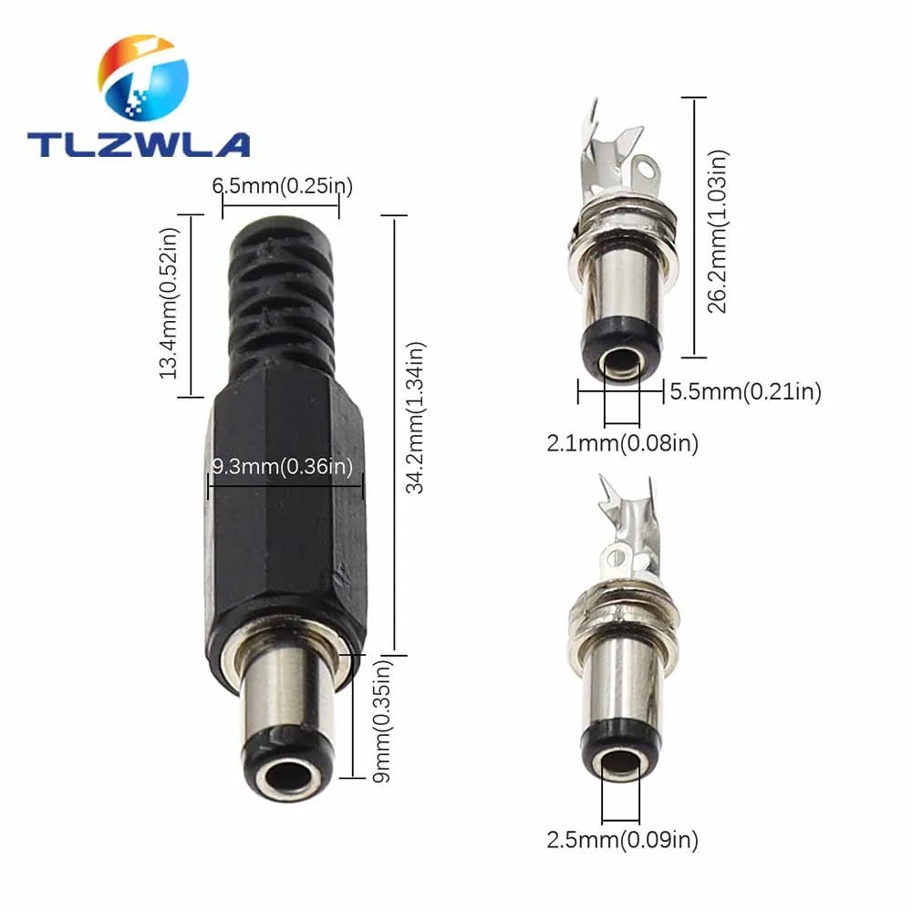 10PCS 24V 12V 3A Plastic Male Plugs + Female Socket Panel Mo