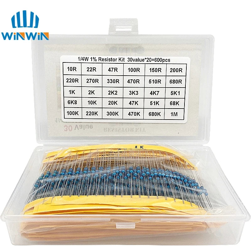 300pcs 600pcs 1/4W Resistance 1% 30 Kind Each 10pcs/20pcs Fi