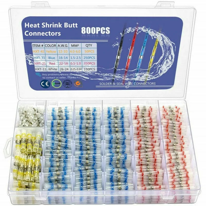 26-10AWG Wire Connector Heat Shrink with Solder Splices Waterproof Heat Shrink Tubing for Soldering with Box 100/200/300/800Pcs