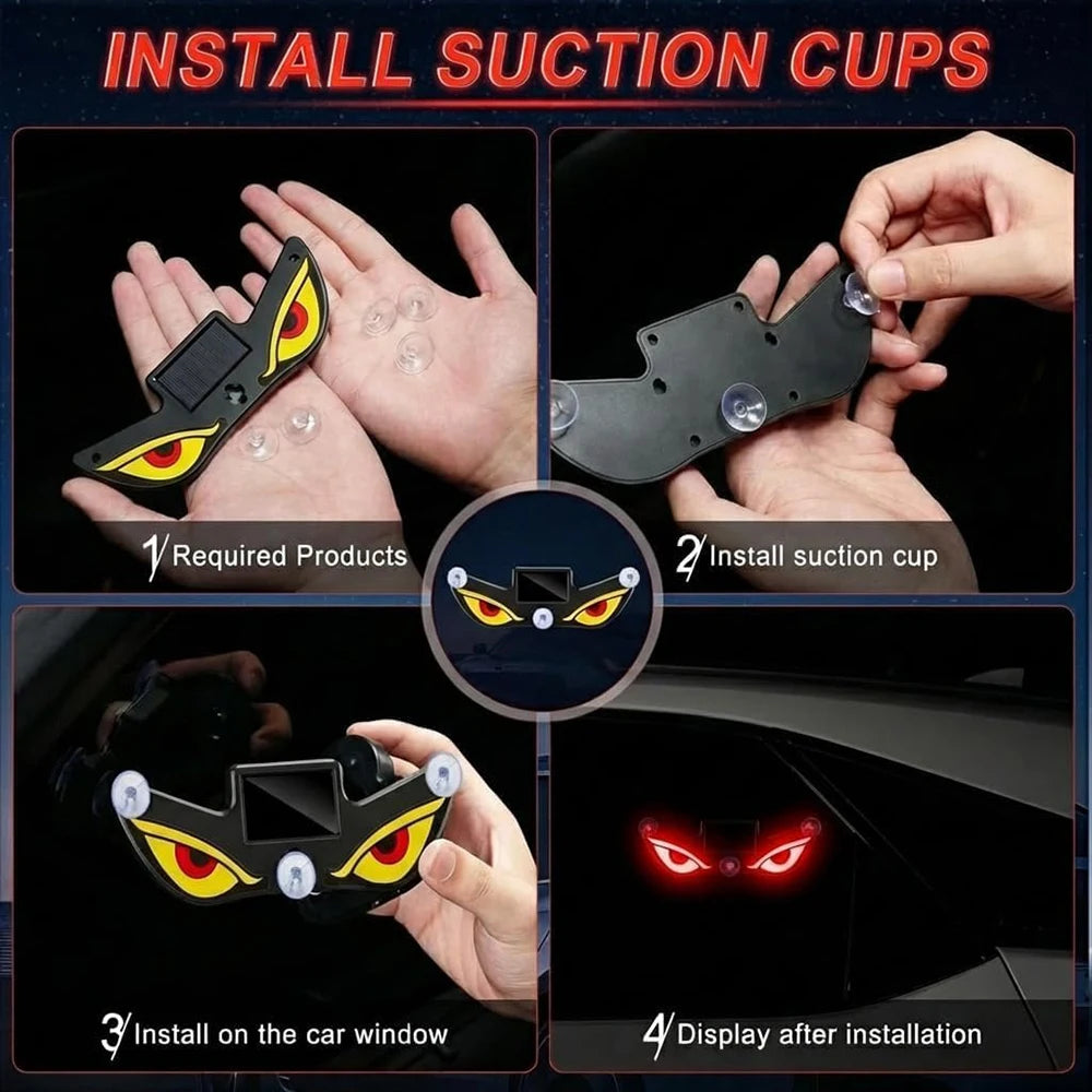 Solar LED Devil Eyes Windshield Warning Flashing Signal Indi