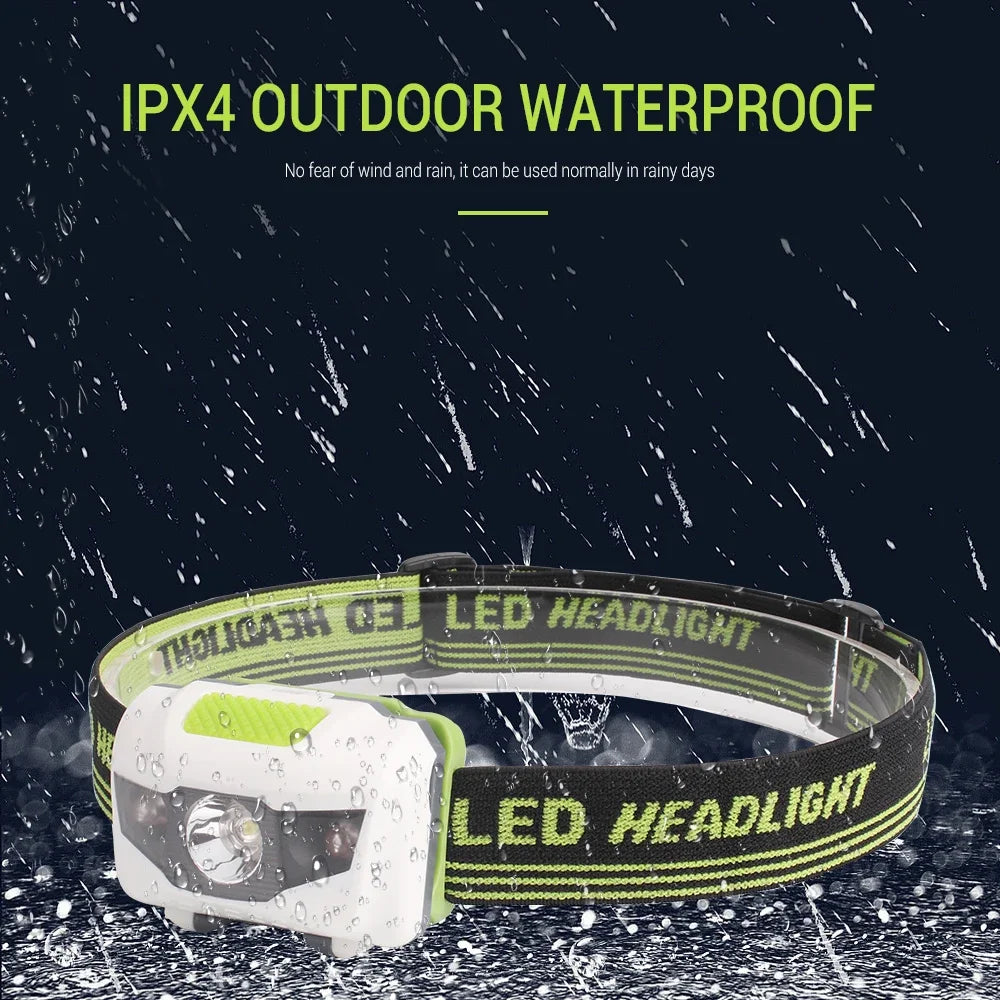 BORUiT Red & White LED Mini Headlamp 4-Mode 200LM Lightweigh