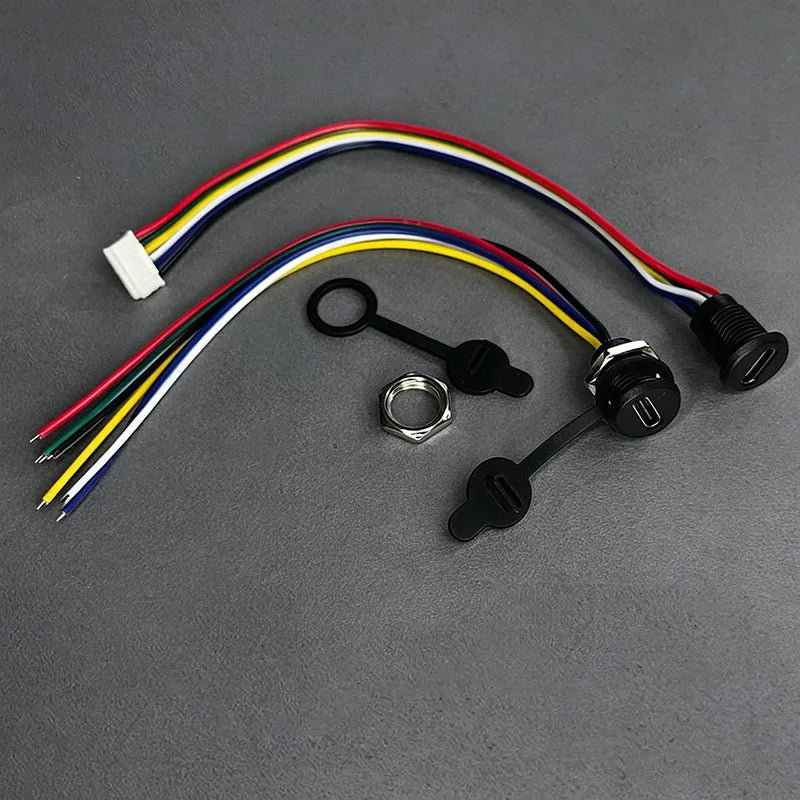 Type-C Female Socket 6 Pin Waterproof Connector USB-C Charge
