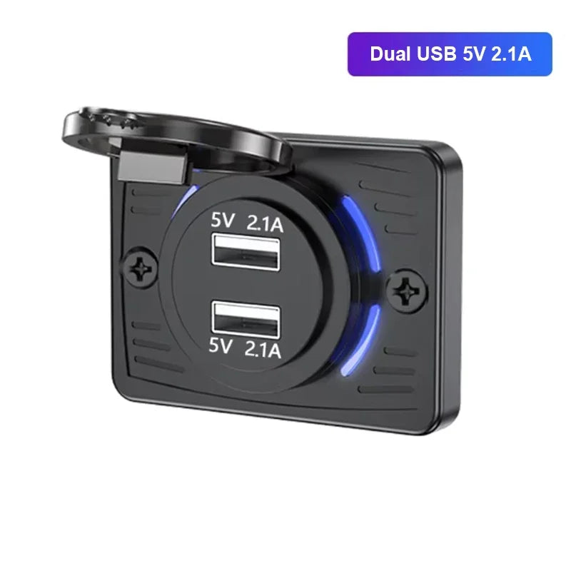 12V-24V Dual USB QC3.0 PD 3.1A/2.1A Car Charger Socket Quick Charge with Sliding Cap Outlet Panel Adapter for Truck Camper RV