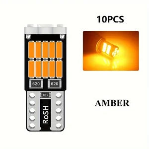 10PCS T10 W5W LED Bulbs - 6000K Cool White 4014 26SMD Canbus Fits 168 194 5w5 for Car Interior & Signal Lights Upgrade
