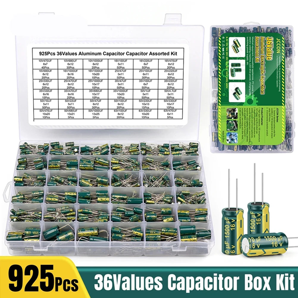 15/24/36 Values 225/460/925Pcs Aluminum Electrolytic Capacit