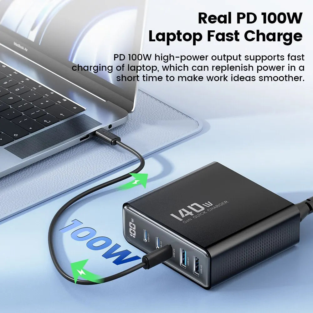 Toocki 140W GaN USB Charger 5in1 Desktop Fast Charge USB Typ