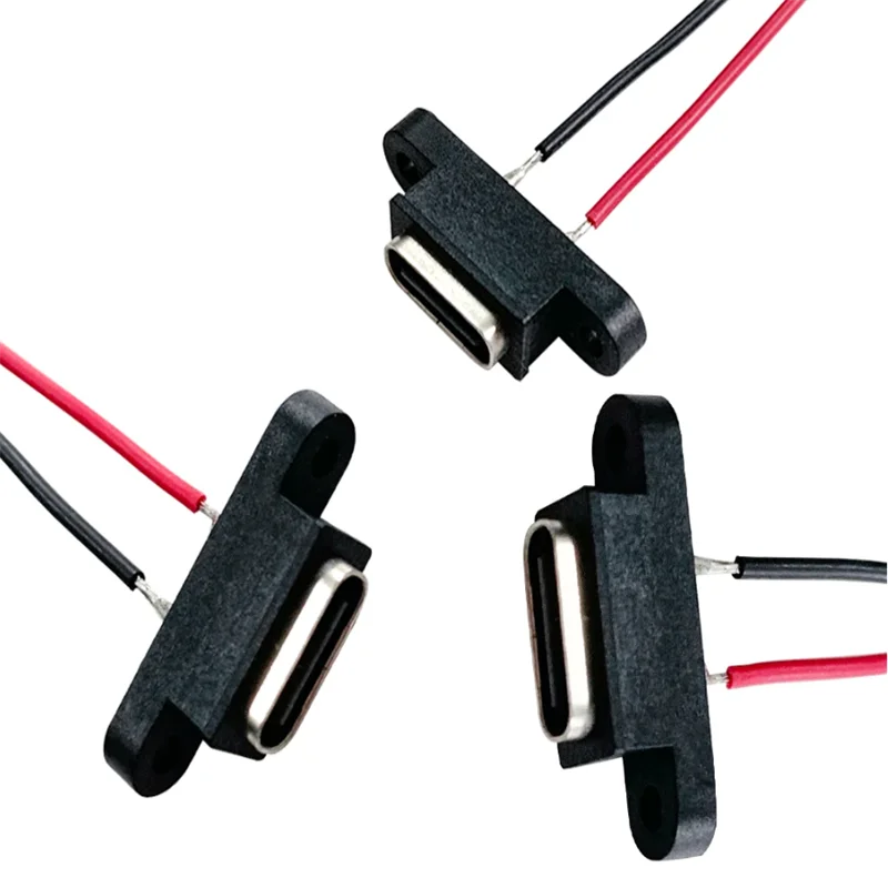 1-10pcs New Type-C 2 Pin Female USB C Socket Port With Screw