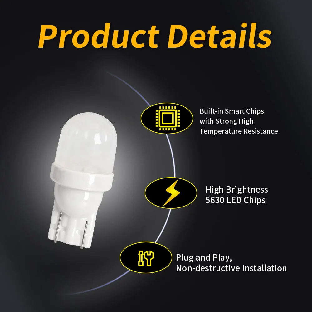 2PCS Ultra Bright T10 W5W 168 5630 LED Turn Reading Signals 